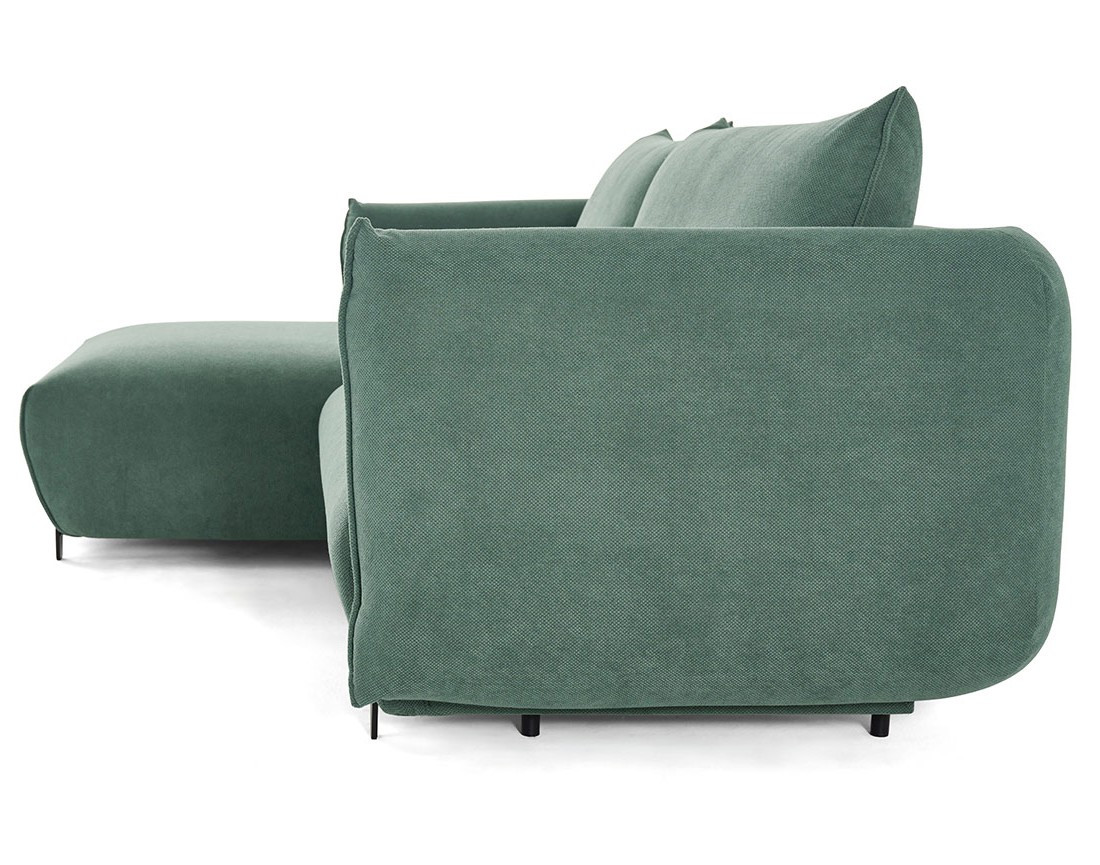 Canapé d'angle gauche 4 places convertible avec coffre en tissu Gianni