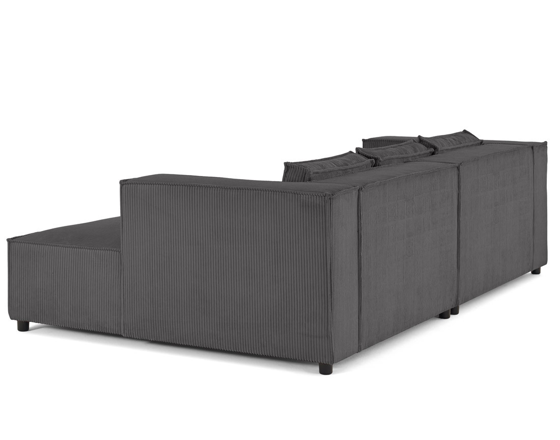 Canapé droit 3 places avec double méridienne - assise profonde - en velours côtelé Stella