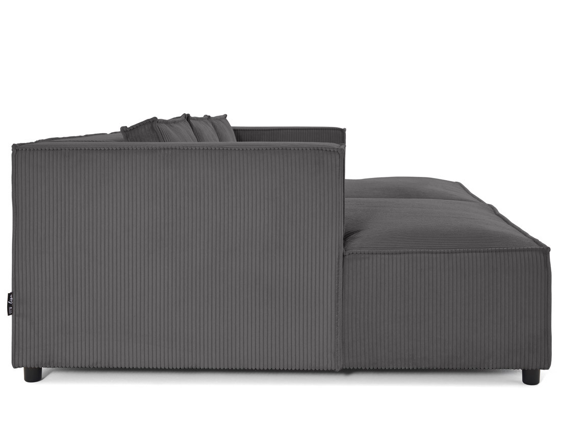 Canapé droit 3 places avec double méridienne - assise profonde - en velours côtelé Stella