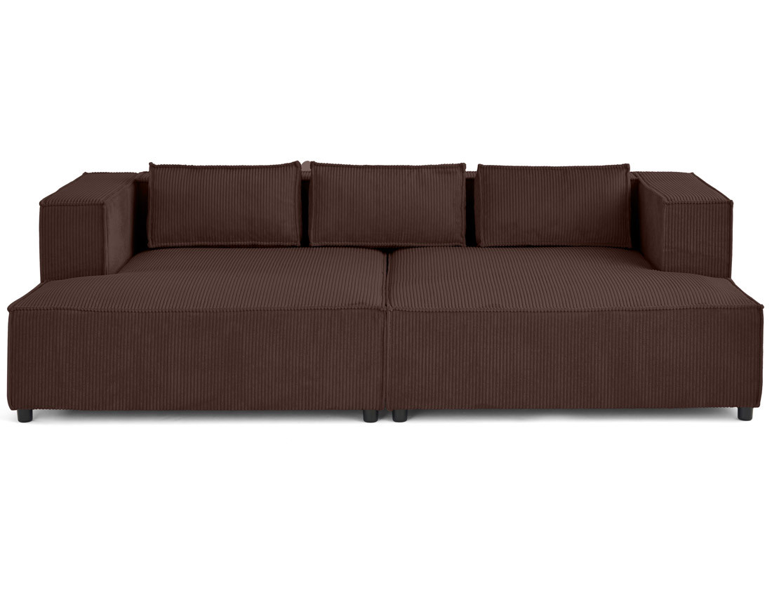 Canapé droit 3 places avec double méridienne - assise profonde - en velours côtelé Stella