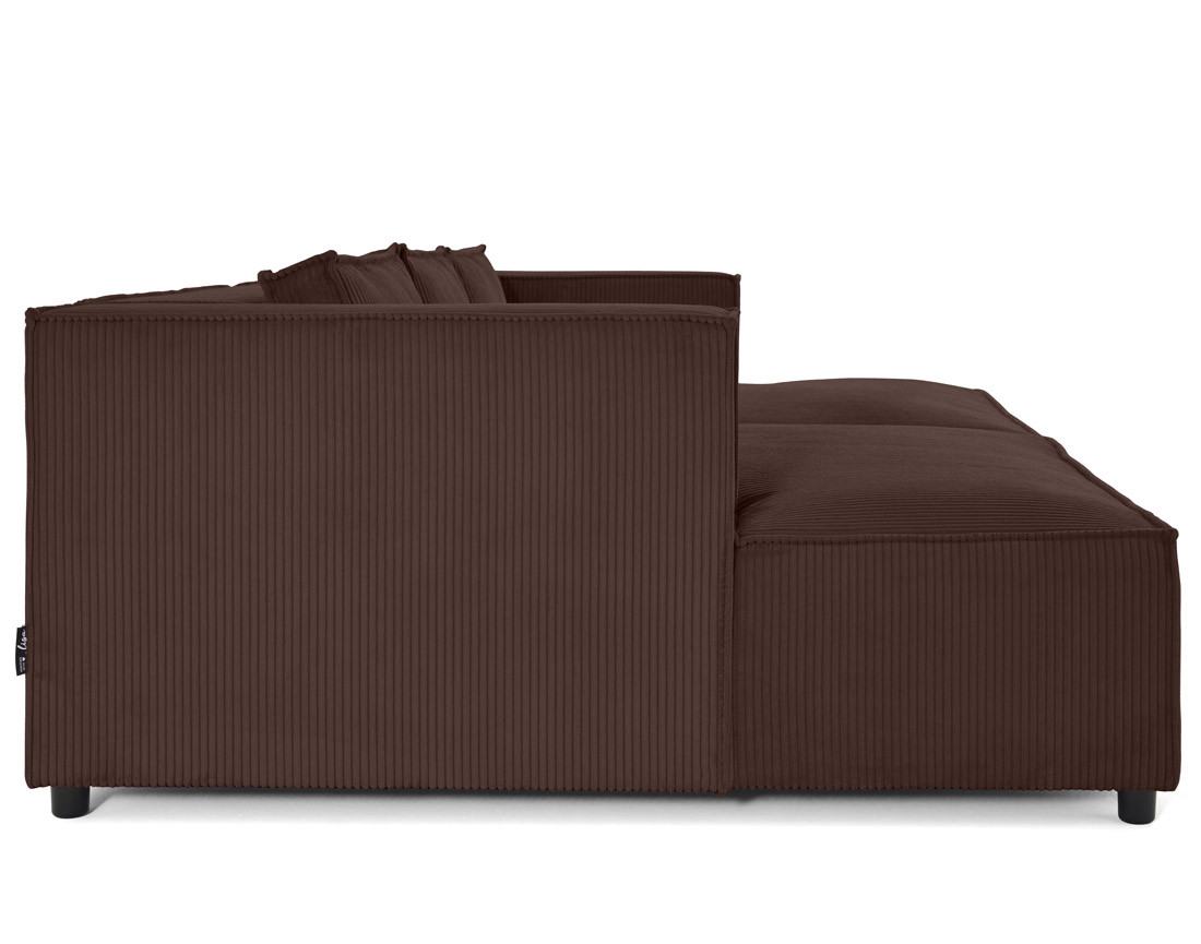 Canapé droit 3 places avec double méridienne - assise profonde - en velours côtelé Stella