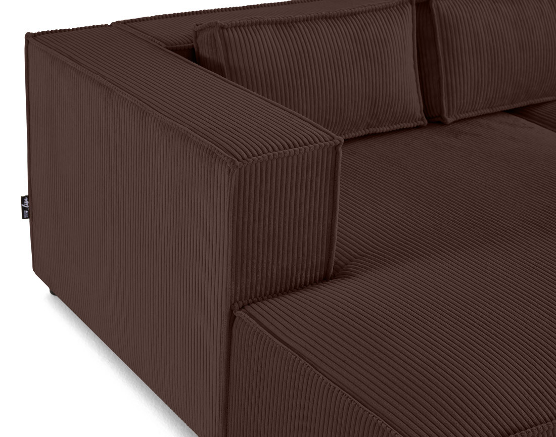 Canapé droit 3 places avec double méridienne - assise profonde - en velours côtelé Stella