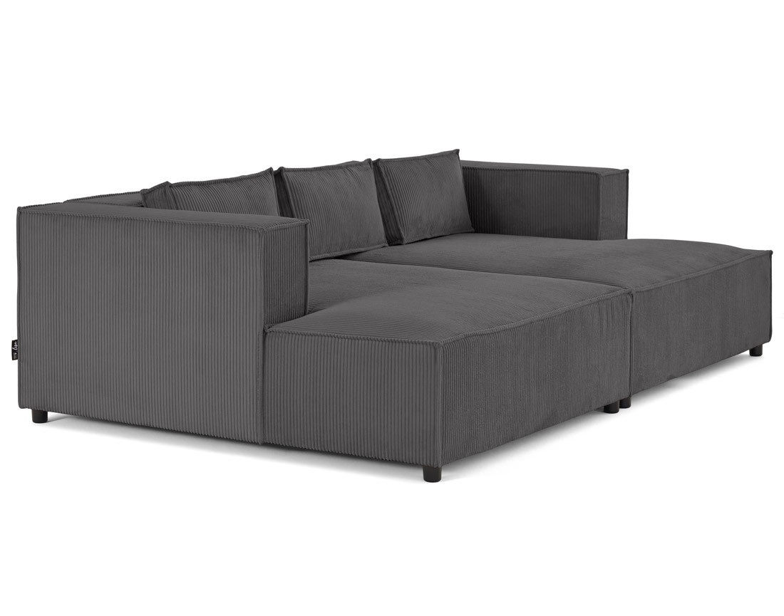 Canapé droit 3 places avec double méridienne - assise profonde - en velours côtelé Stella