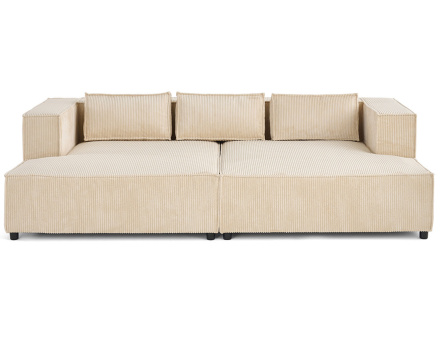 Canapé droit 3 places avec double méridienne - assise profonde - en velours côtelé Stella