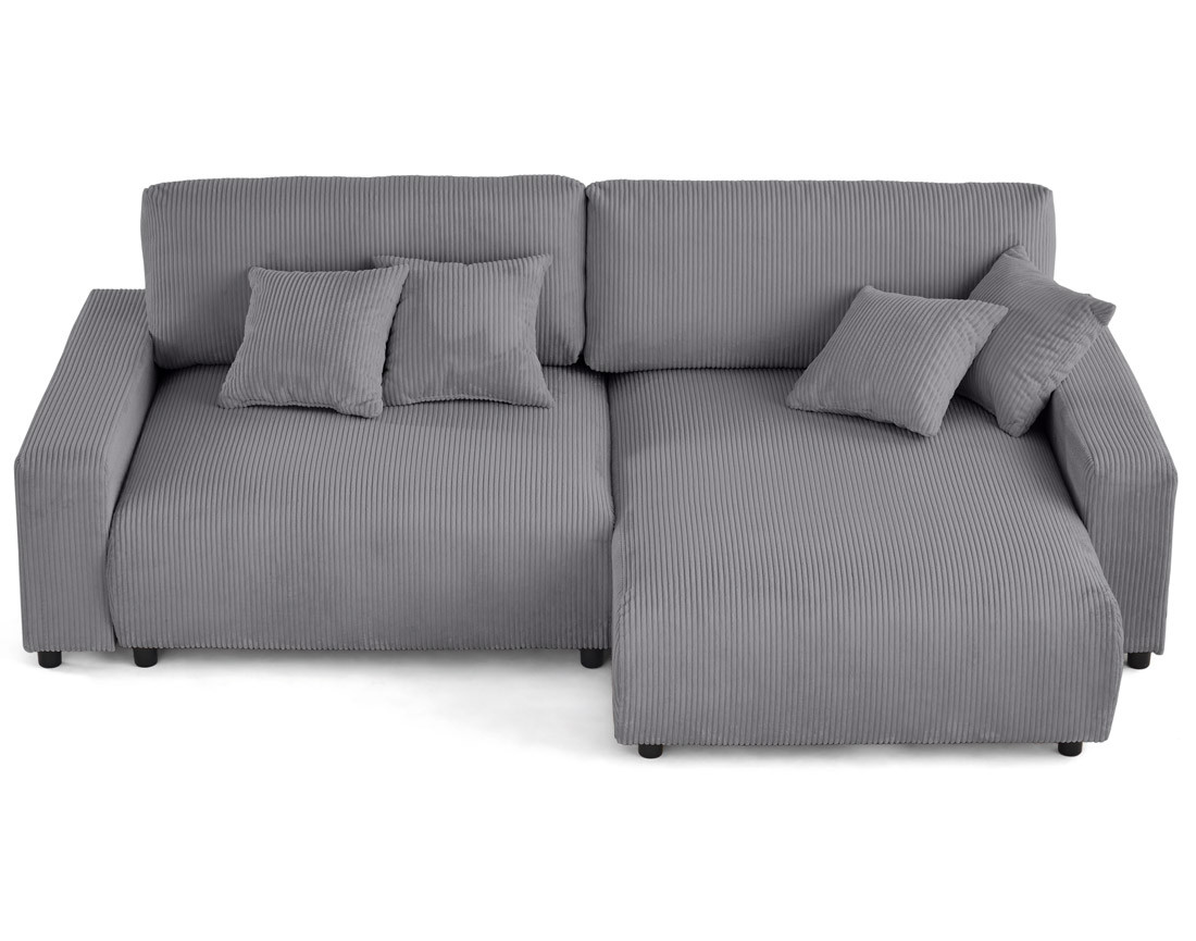 Canapé d'angle réversible 4 places convertible avec deux coffres en velours côtelé Pivoine