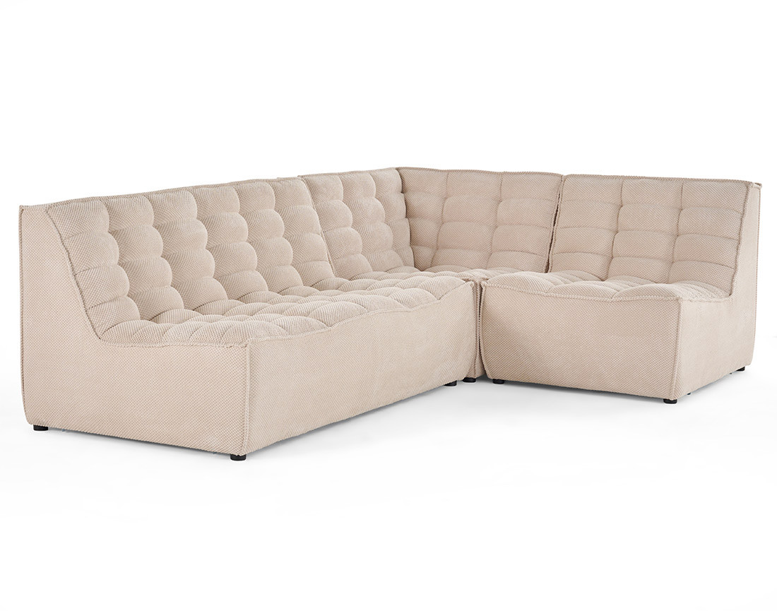 Canapé modulable d'angle réversible 4 places en velours texturé Ellie