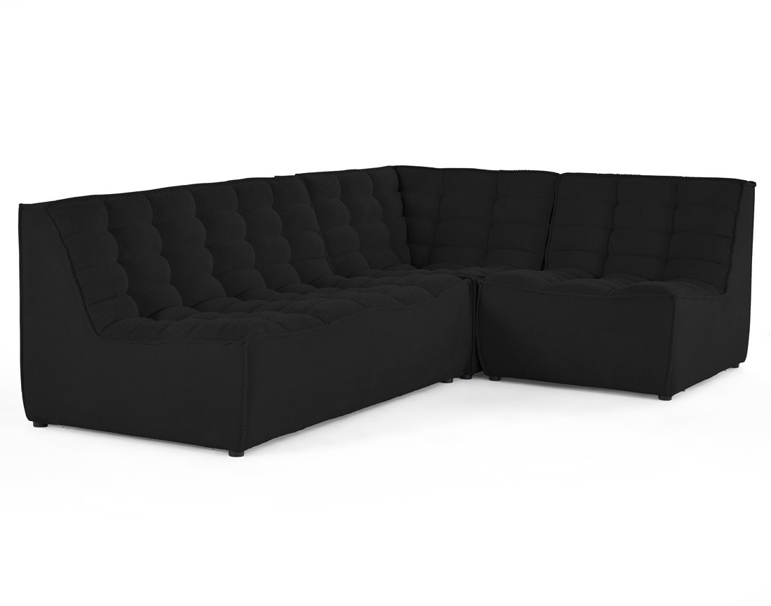 Canapé modulable d'angle réversible 4 places en velours texturé Ellie