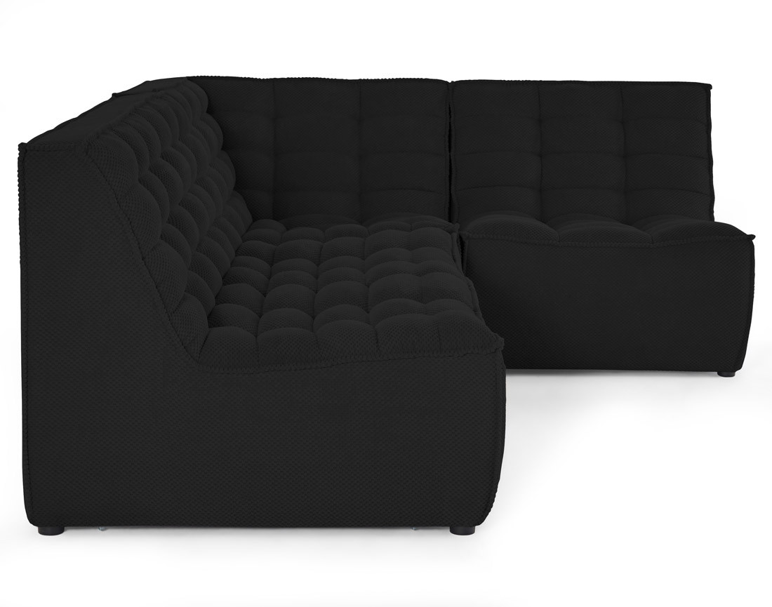 Canapé modulable d'angle réversible 4 places en velours texturé Ellie