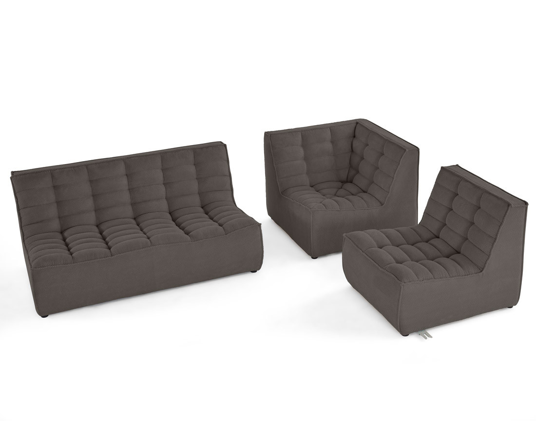 Canapé modulable d'angle réversible 4 places en velours texturé Ellie