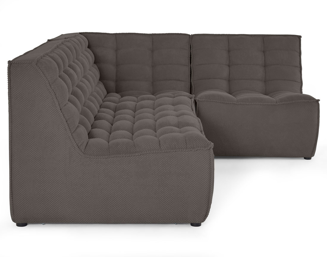 Canapé modulable d'angle réversible 4 places en velours texturé Ellie