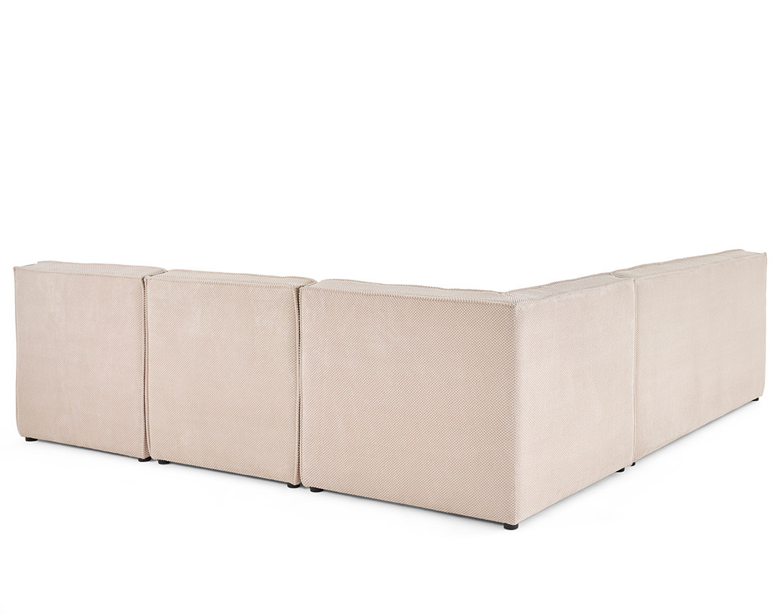 Canapé modulable d'angle réversible 5 places en velours texturé Ellie