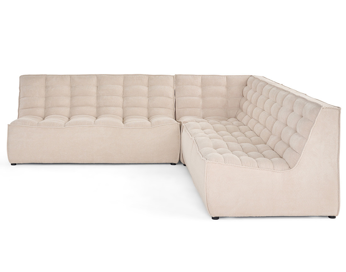 Canapé modulable d'angle réversible 5 places en velours texturé Ellie