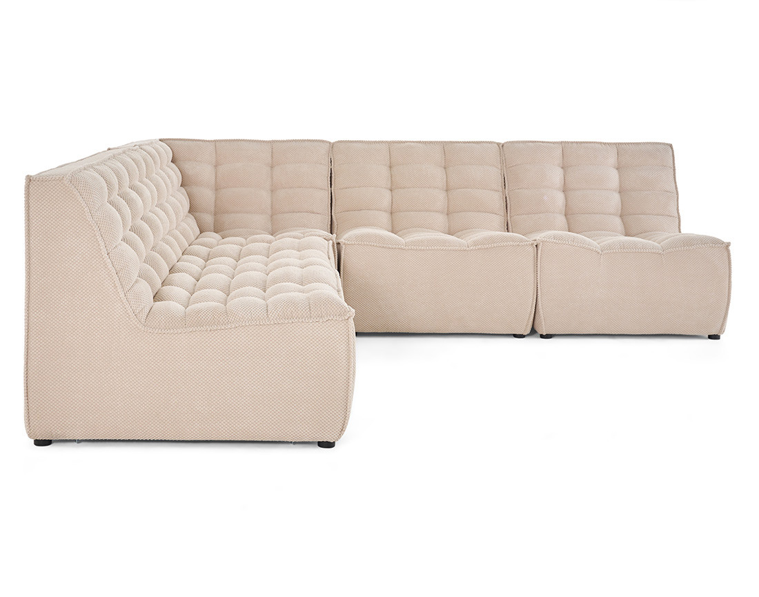 Canapé modulable d'angle réversible 5 places en velours texturé Ellie