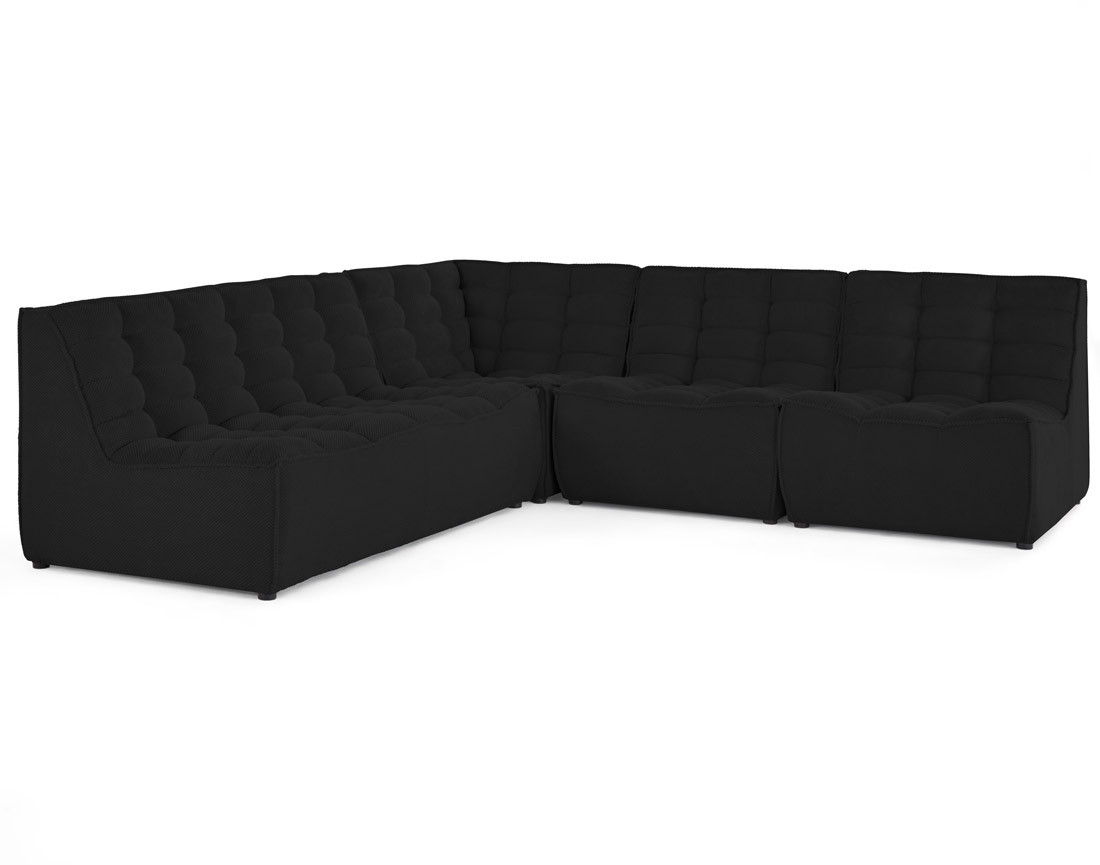 Canapé modulable d'angle réversible 5 places en velours texturé Ellie