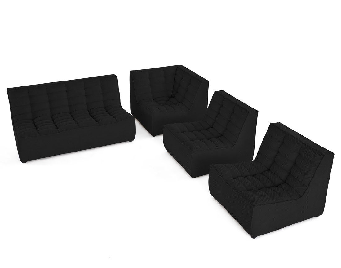 Canapé modulable d'angle réversible 5 places en velours texturé Ellie