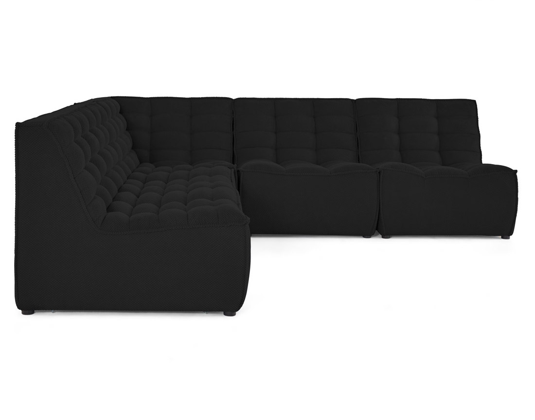 Canapé modulable d'angle réversible 5 places en velours texturé Ellie