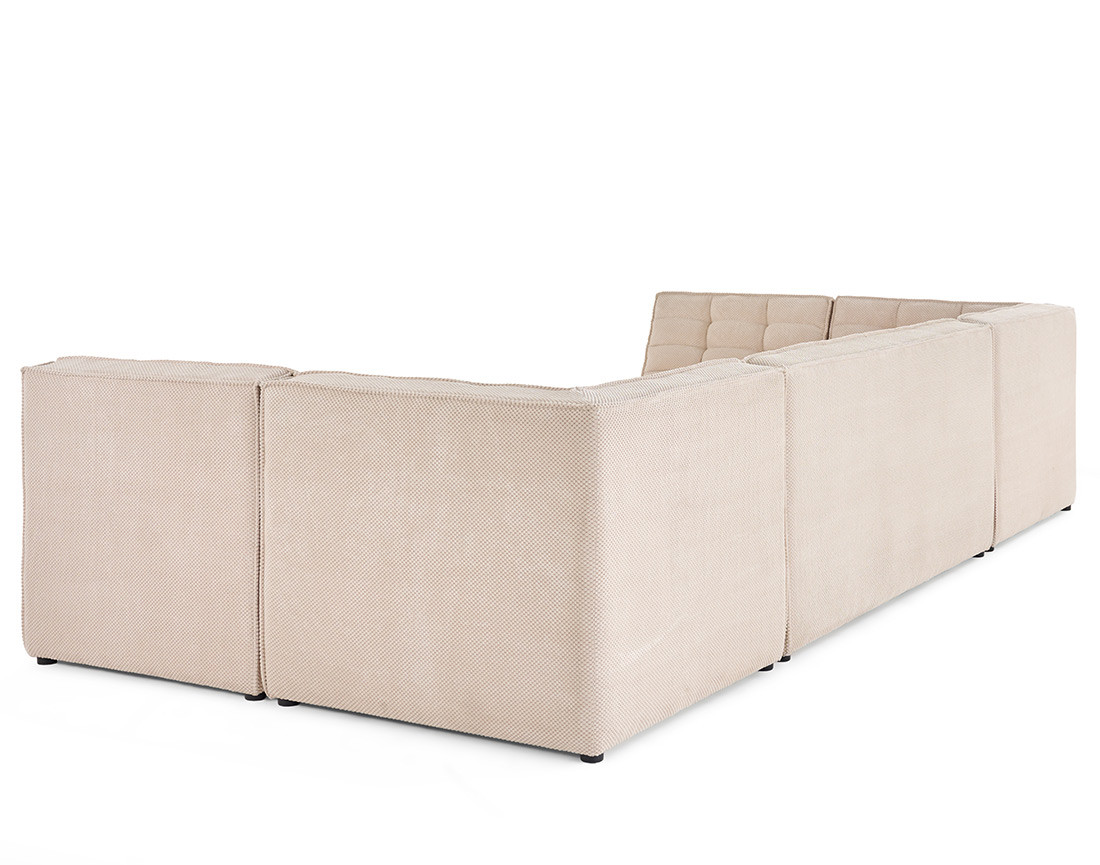 Canapé modulable panoramique 7 places en velours texturé Ellie