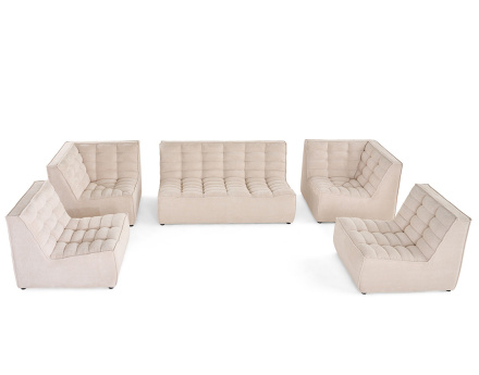 Canapé modulable panoramique 7 places en velours texturé Ellie