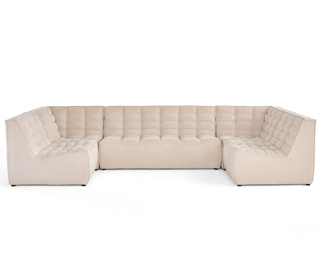 Canapé modulable panoramique 7 places en velours texturé Ellie