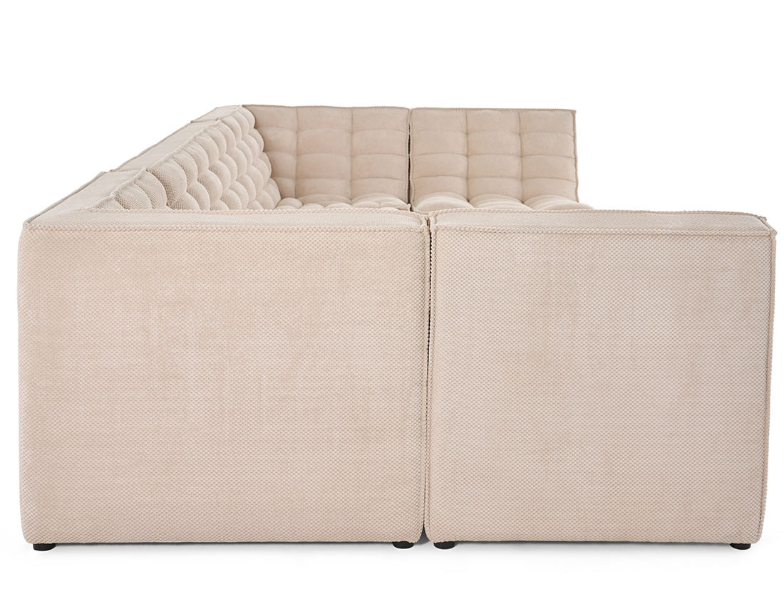 Canapé modulable panoramique 7 places en velours texturé Ellie