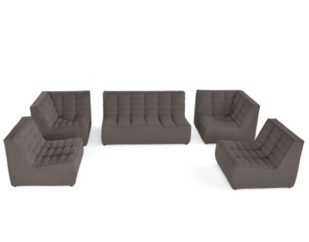 Canapé modulable panoramique 7 places en velours texturé Ellie