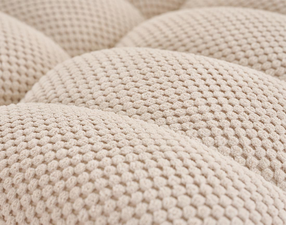 Canapé modulable panoramique 7 places en velours texturé Ellie