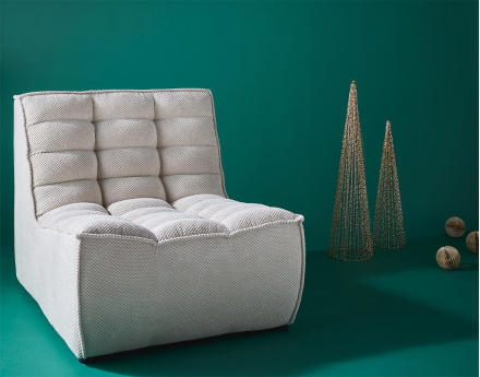 Module d'assise sans accoudoirs en velours texturé Ellie