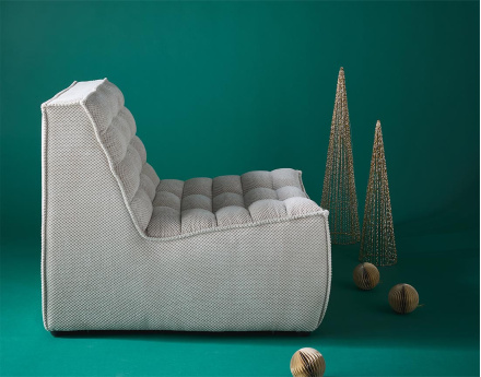 Module d'assise sans accoudoirs en velours texturé Ellie