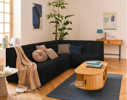 Module d'assise sans accoudoirs 2 places en velours texturé Ellie