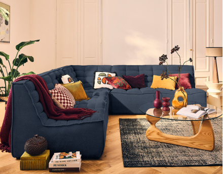 Module d'angle en velours texturé Ellie