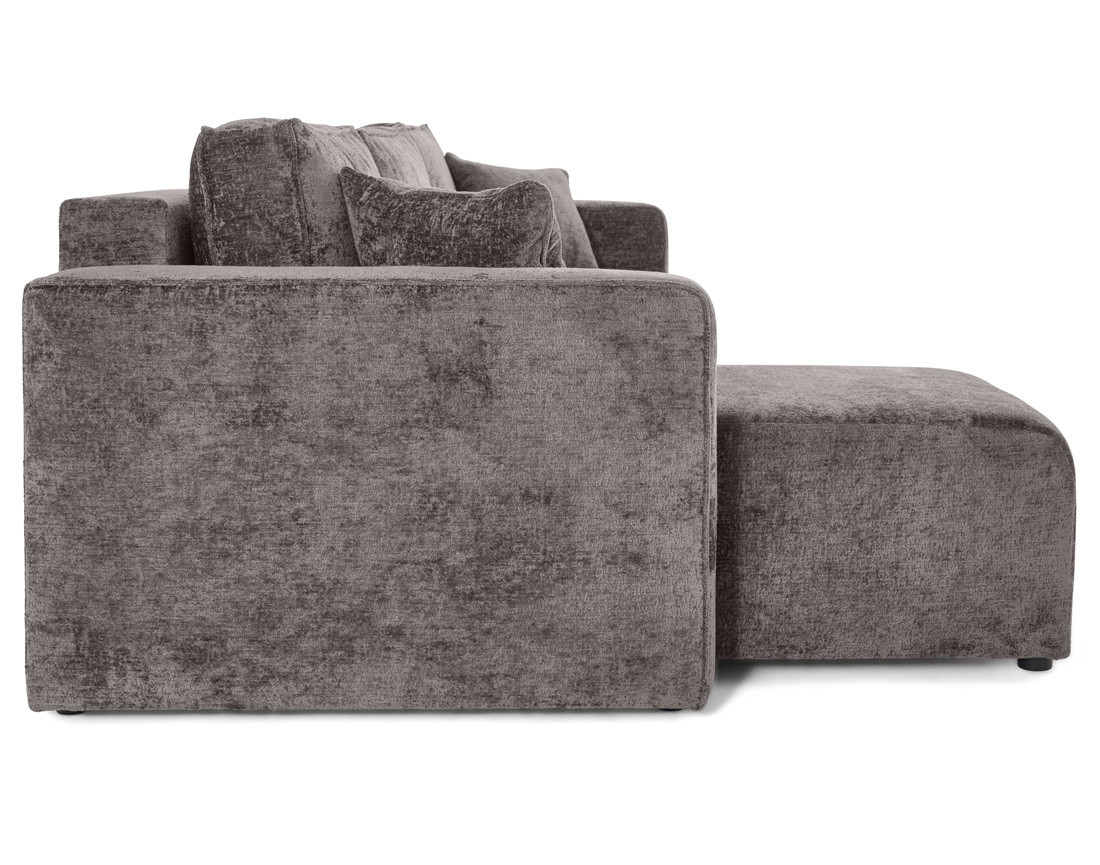 Canapé d'angle réversible 4 places convertible avec coffre en velours à relief texturé Topaze