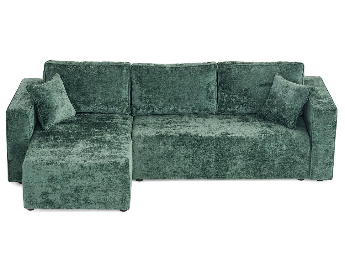 Canapé d'angle réversible 4 places convertible avec coffre en velours à relief texturé Topaze