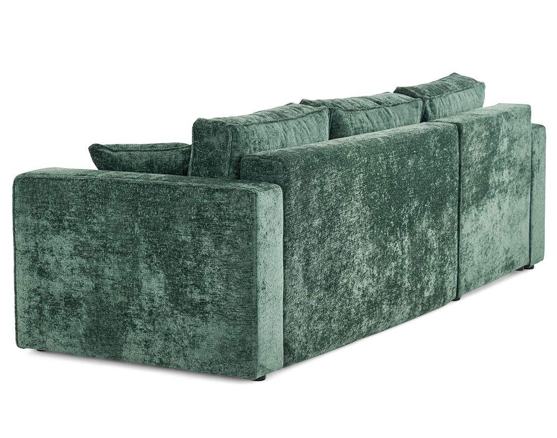 Canapé d'angle réversible 4 places convertible avec coffre en velours à relief texturé Topaze