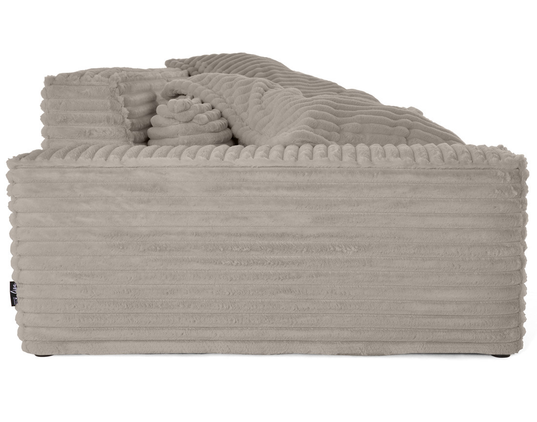 Canapé droit 3 places avec double méridienne en fausse fourrure côtelée Richie