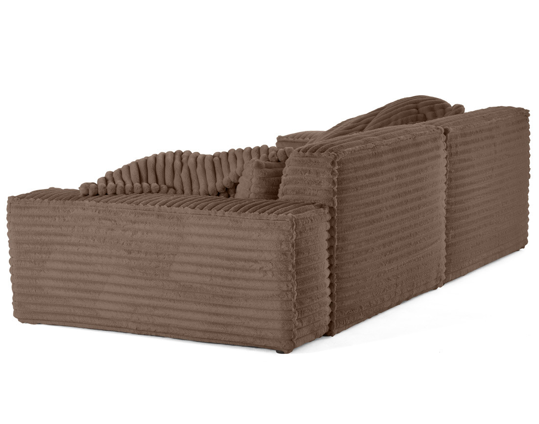 Canapé droit 3 places avec double méridienne en fausse fourrure côtelée Richie