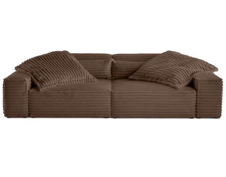 Canapé droit 3 places avec double méridienne en fausse fourrure côtelée Richie