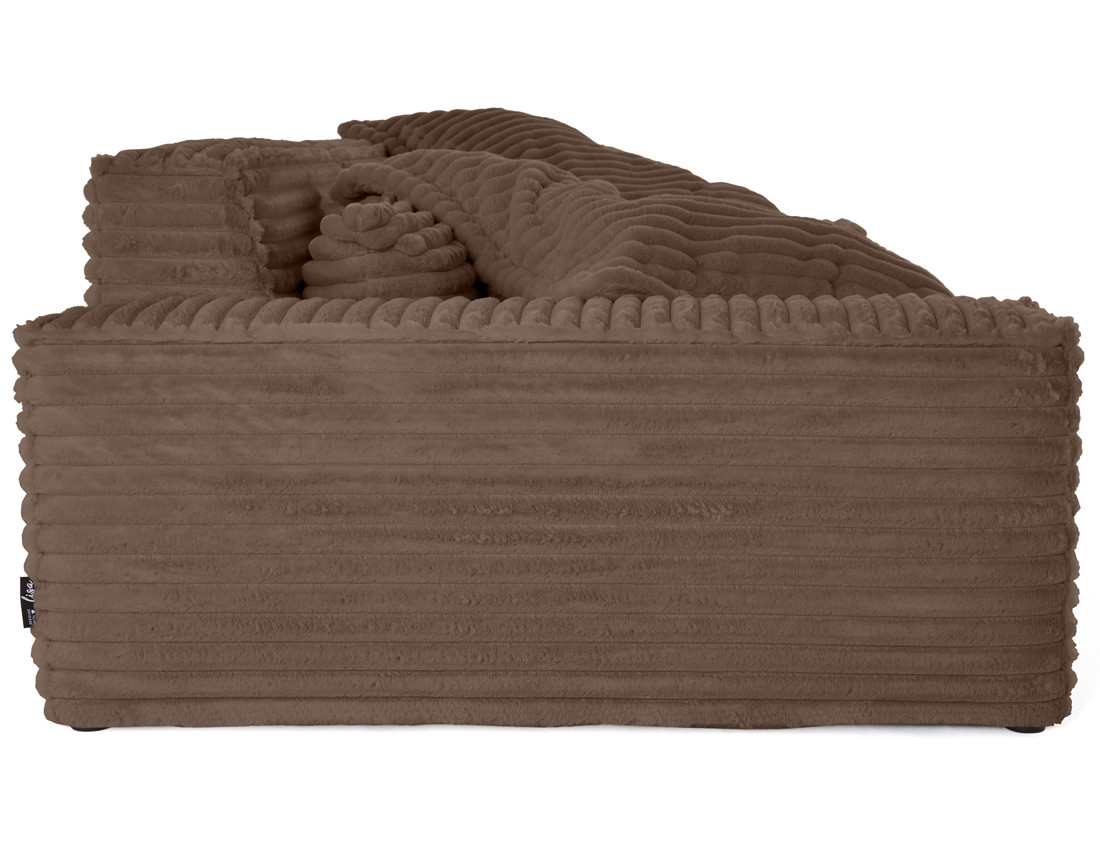 Canapé droit 3 places avec double méridienne en fausse fourrure côtelée Richie