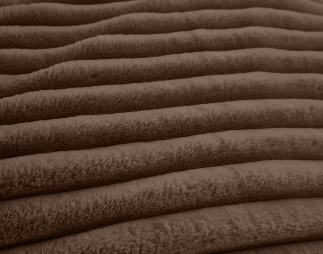 Canapé droit 3 places avec double méridienne en fausse fourrure côtelée Richie