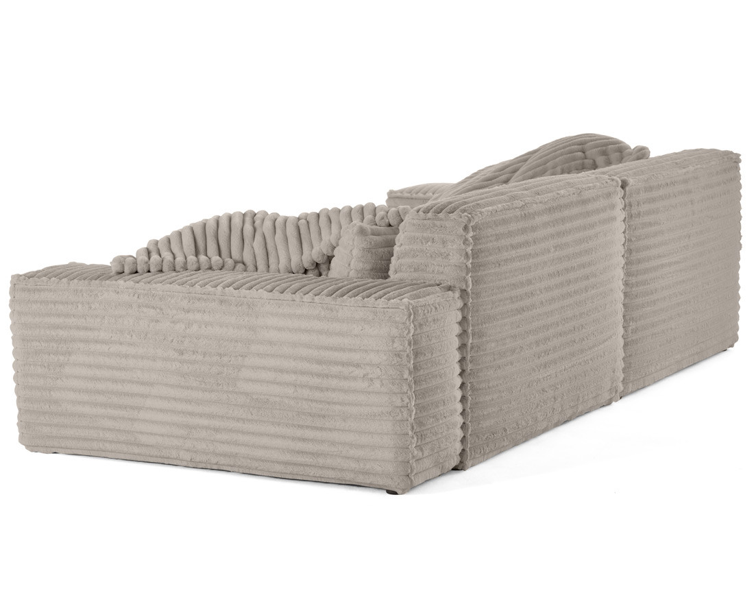 Canapé droit 3 places avec double méridienne en fausse fourrure côtelée Richie