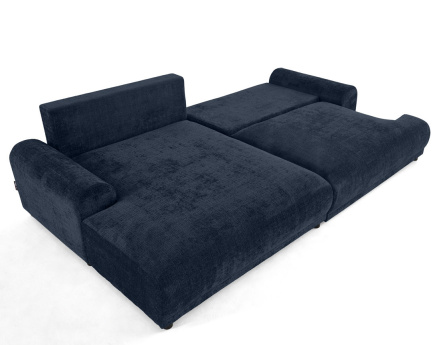 Canapé d'angle gauche 4 places convertible avec coffre en velours texturé Nelly