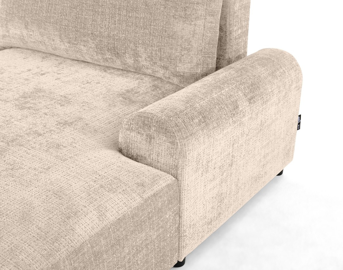 Canapé d'angle droit 4 places convertible avec coffre en velours texturé Nelly