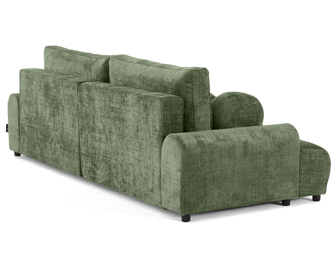Canapé d'angle droit 4 places convertible avec coffre en velours texturé Nelly