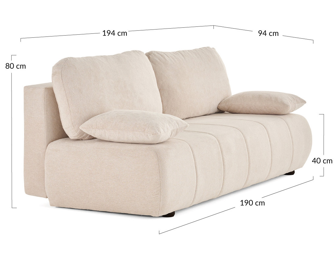 Canapé droit 3 places convertible avec coffre en tissu texturé Harper