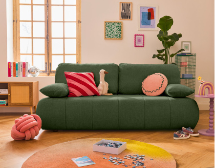 Canapé droit 3 places convertible avec coffre en tissu texturé Harper