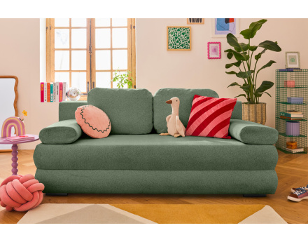 Canapé droit 3 places convertible avec coffre en tissu texturé Nora