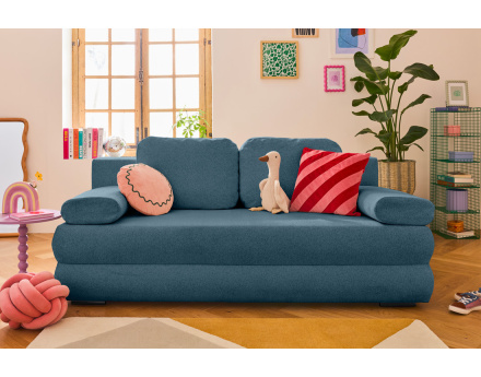 Canapé droit 3 places convertible avec coffre en tissu texturé Nora