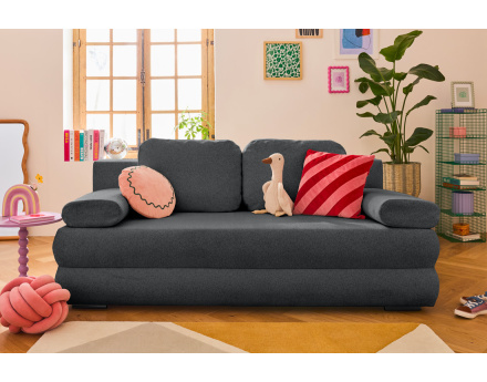 Canapé droit 3 places convertible avec coffre en tissu texturé Nora