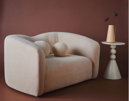 Canapé droit 2 places en velours texturé Charles