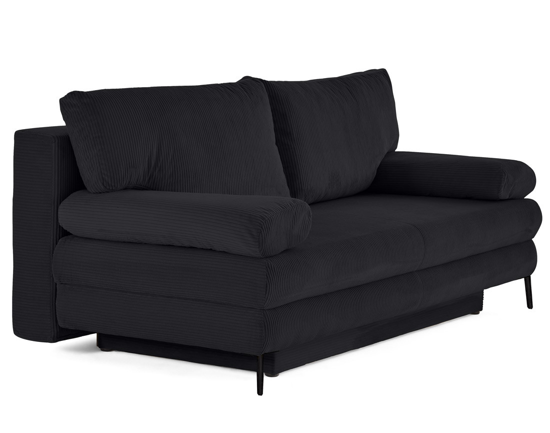 Canapé droit 3 places convertible avec coffre en velours côtelé Elton