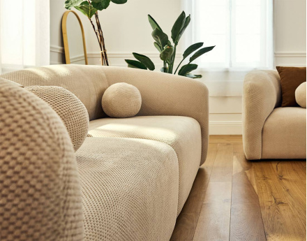 Canapé droit 2 places en velours texturé Charles